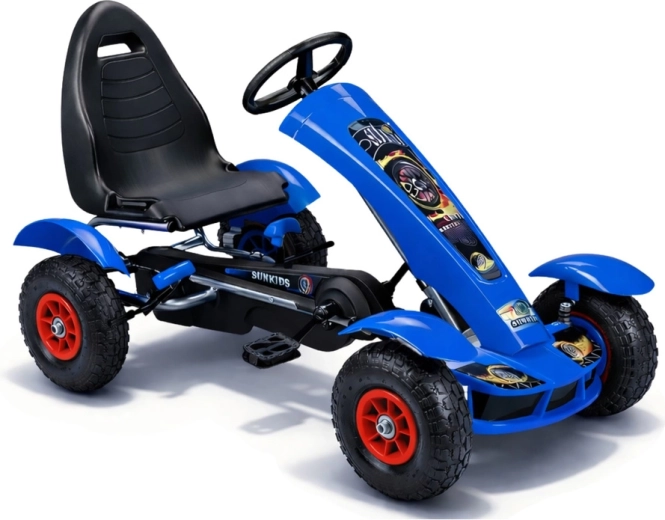 Sportovní šlapací gokart F618 s nafukovacími koly, modrý
