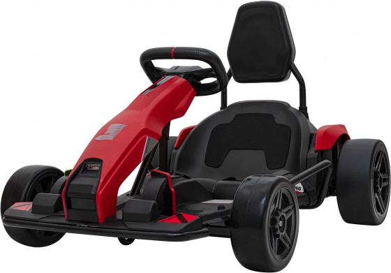 Elektrický driftovací gokart pro děti Fast 3, červený, 24 V, 2×150 W, LED a rádio