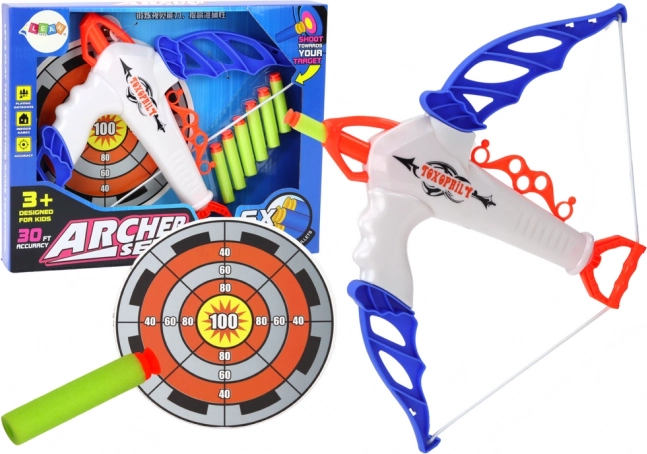 Luk s Terčem Na Pěnové Šipky s Přísavkou, 6 Ks