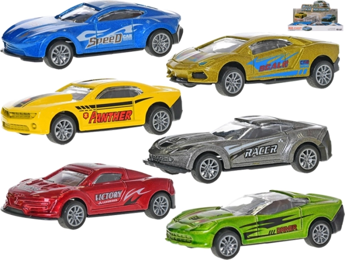 Kovové sportovní autíčko se zpětným chodem 8 cm