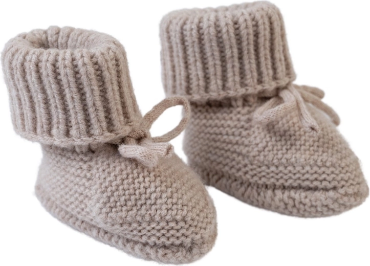 Lodger pletené merino capáčky béžové 6–12 měsíců - 1 kus
