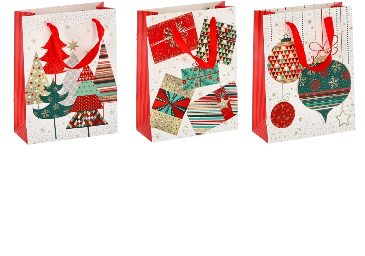 Vánoční dárková taška 18 × 24 × 8 cm, sada 12 ks