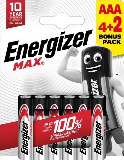 Energizer Max AAA alkalické baterie 6 ks (4+2 zdarma)