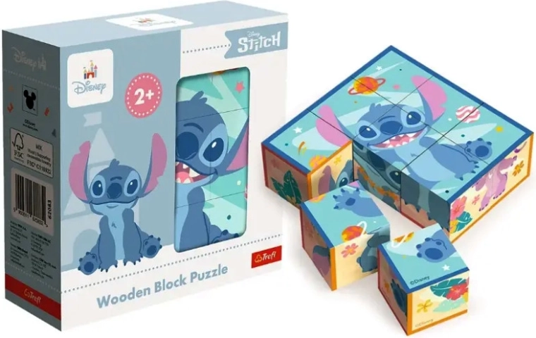 Dřevěné puzzle kostky Lilo & Stitch