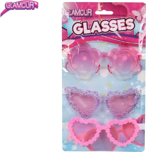 Glamour růžové dětské brýle – sada 3 ks