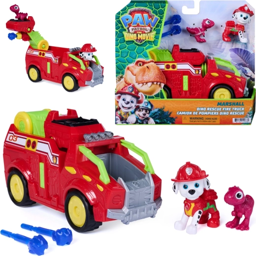 Spin Master Paw Patrol film dino rescue – hasičský vůz Marshall 20 cm s figurkami a střelami