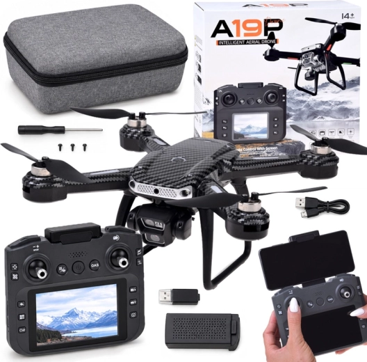 Dron RC A19P s HD kamerou, ovladačem s displejem a vyhýbáním překážkám
