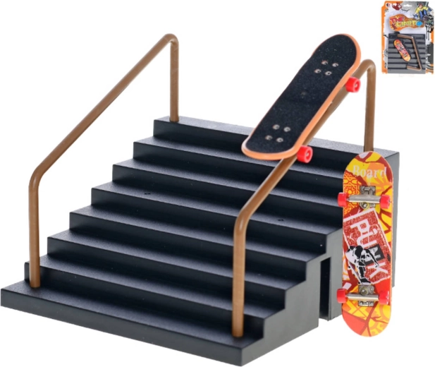 Prstový skateboard fingerboard herní set s rampou schodiště