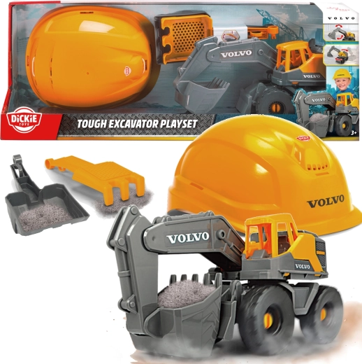 Dickie Toys Volvo stavební sada s bagrem a ochrannou přilbou