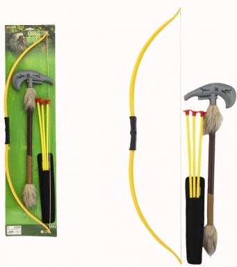 Indiánský luk 70 cm se 3 šípy s přísavkami a tomahawkem