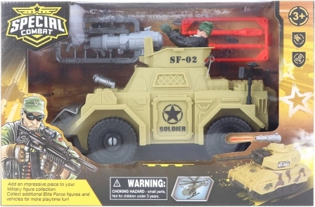 Vojenský obrněný jeep s figurkou a příslušenstvím