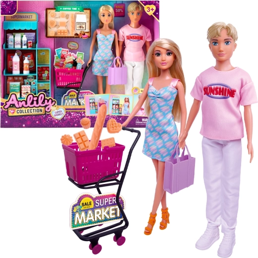 Set panenek do supermarketu s nákupním vozíkem
