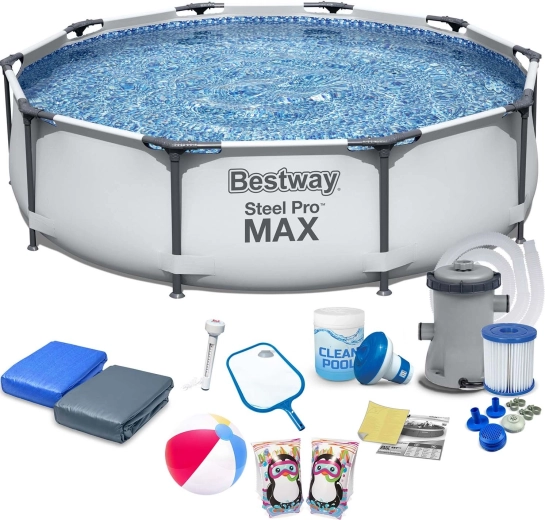 Zahradní bazén s kovovým rámem BESTWAY Steel Pro MAX 305 × 76 cm set 17 v 1