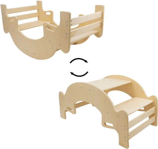 Piknikový stůl a houpačka 2v1 přírodní