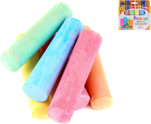 Barevné jumbo křídy pro děti 10 cm (sada 6 ks)