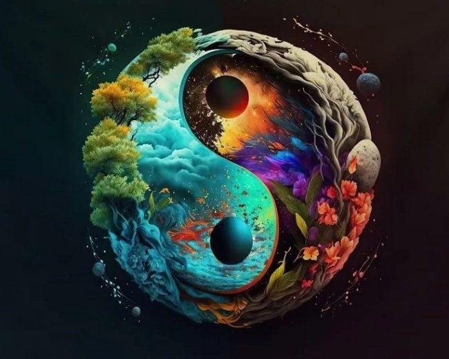 Diamantové malování Jin a jang Země 30 × 40 cm