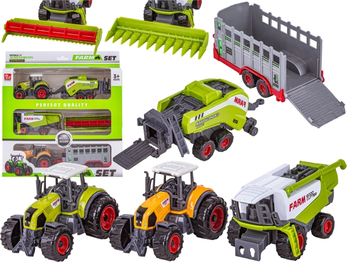 Sada zemědělských strojů farma – 2x traktor a kombajn (3 ks)