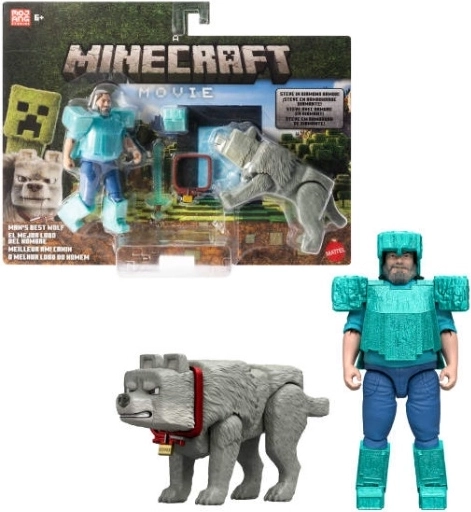 Minecraft figurky Steve a vlk – sada 2 ks