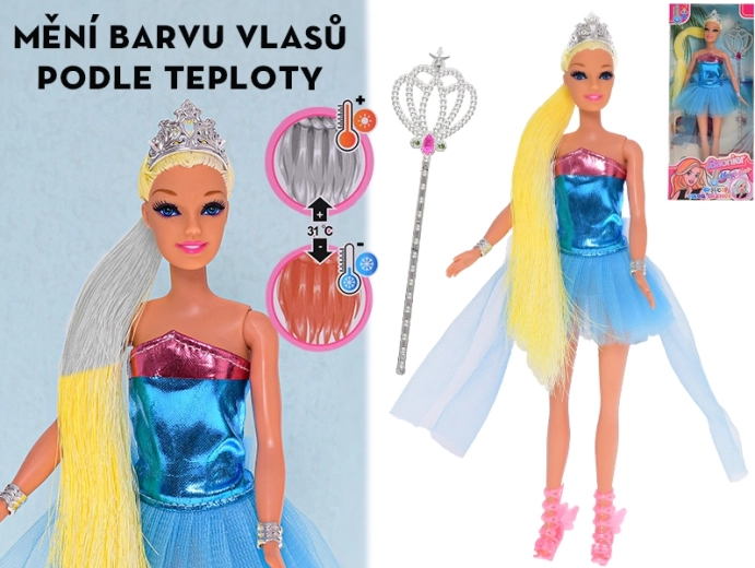 Panenka s vlasy měnícími barvu a doplňky 29 cm