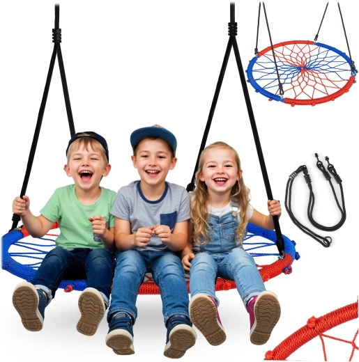 Závěsná houpačka hnízdo Swingo 95 cm modro-červená Neo-Sport