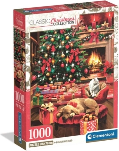 Clementoni puzzle 1000 dílků xmas cool vánoce u krbu