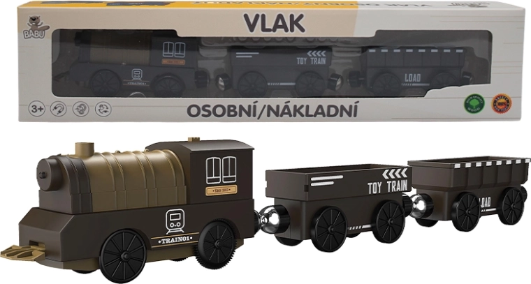 BABU parní nákladní lokomotiva s vagóny na baterie