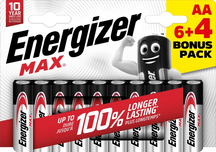 Energizer Max AA alkalické baterie 10 ks (6+4)
