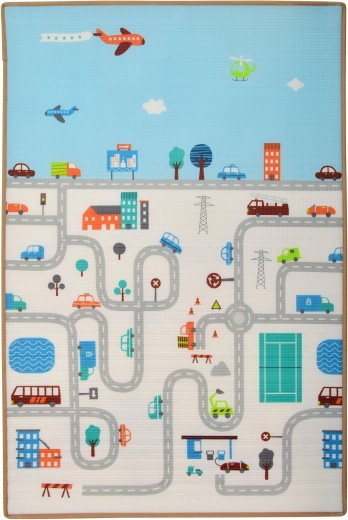 Humbi oboustranná pěnová podložka na hraní Uličky a zvířátka 120 × 180 × 2 cm