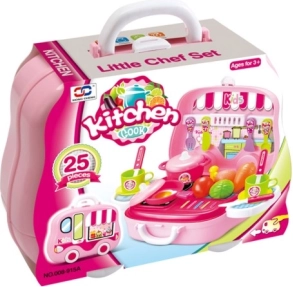Kuchyňská sada v kufříku tvaru autíčka pro malé kuchařky