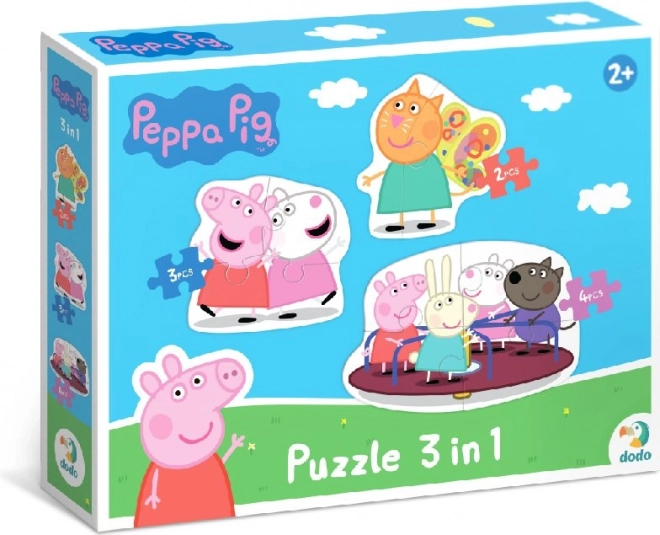 Puzzle Prasátko Peppa kamarádi 3v1 (2, 3 a 4 dílky)
