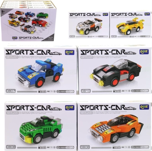 Stavebnice sportovní auta – mini modely v displej boxu (16 ks)