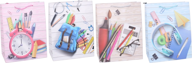 Dárková papírová taška L 31 × 40 × 12 cm – školní motiv, dětská