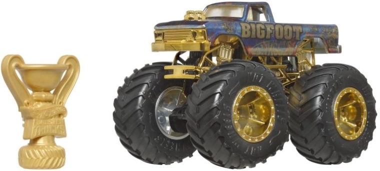 Hot Wheels Monster Trucks Trophy Champions – sběratelská edice BIGFOOT 1:64 s trofejí