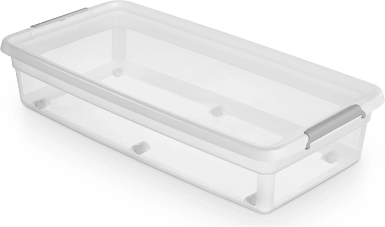 Basestore úložný box s víkem, klipsami a kolečky 35 l