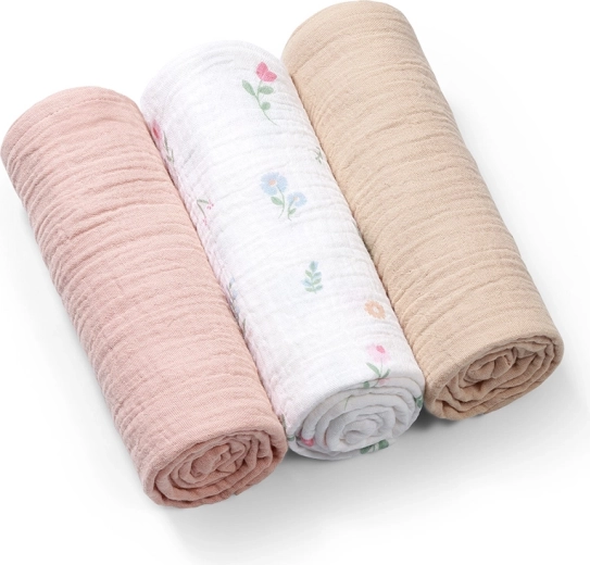 BabyOno mušelínové pleny Super Soft růžové 70 × 70 cm (3 ks)
