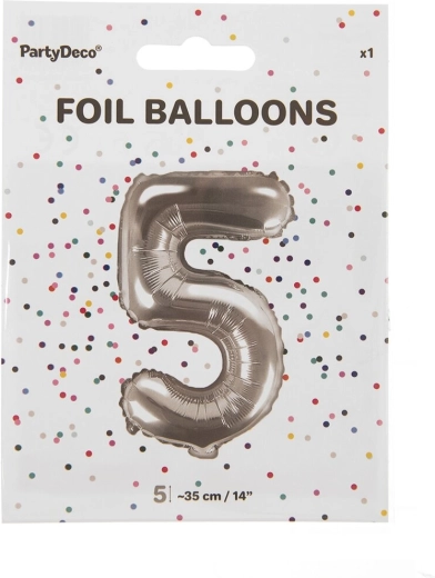 Stříbrný fóliový balónek číslo 5 (35 cm)