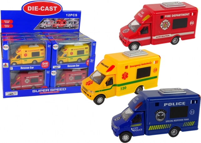 Záchranná vozidla s frikčním pohonem - Policie, Hasiči, Ambulance