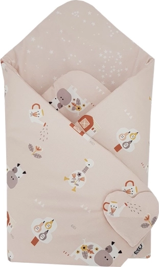 Eko oboustranná bavlněná zavinovačka My farm powder pink 75 × 75 cm