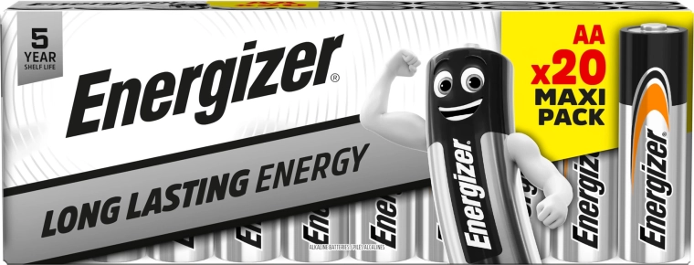 Energizer alkalické baterie AA, balení 20 ks