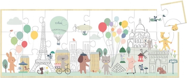 Vilac panoramatické dřevěné puzzle Paříž – Sarah Betz, 24 dílků