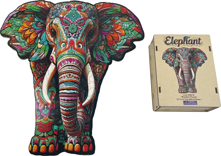 Dřevěné vkládací puzzle slon