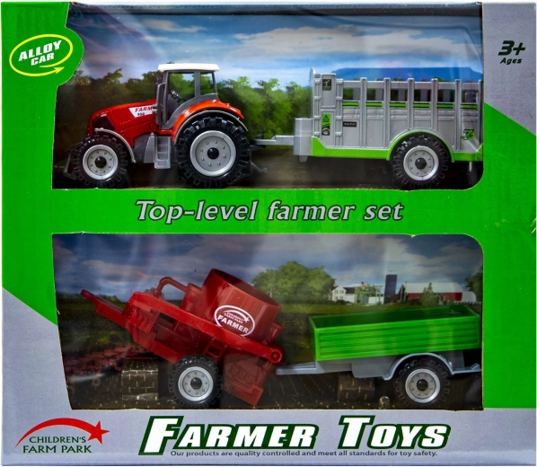 Traktor s vyměnitelnými přívěsy červený - 1 kus