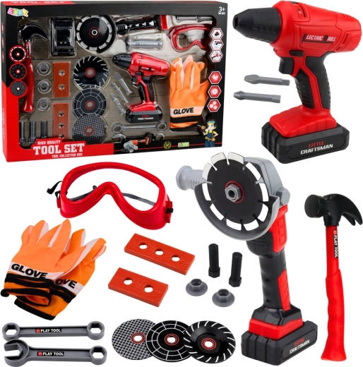Velká dětská sada nářadí s aku vrtačkou a bruskou, 28 dílů