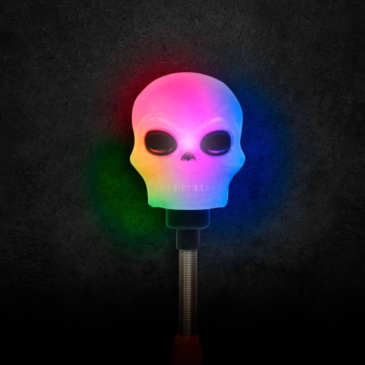 Halloweenská LED lampa s lebkou na pružině