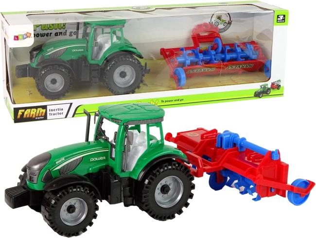 Traktor s pluhem s třecím pohonem – červený