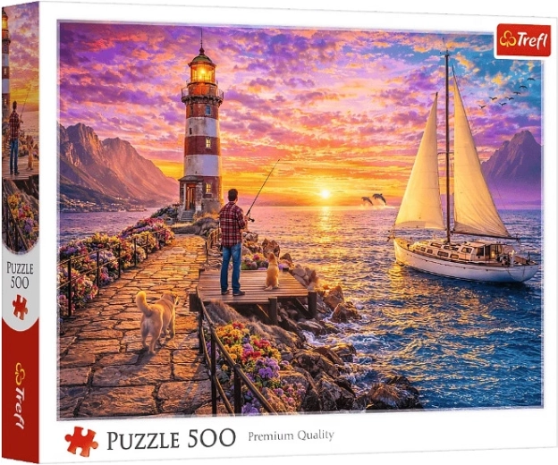Puzzle 500 dílků latarnia při západu slunce