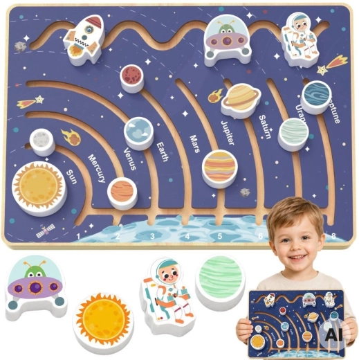 Tooky Toy vzdělávací dřevěná deska se solární soustavou