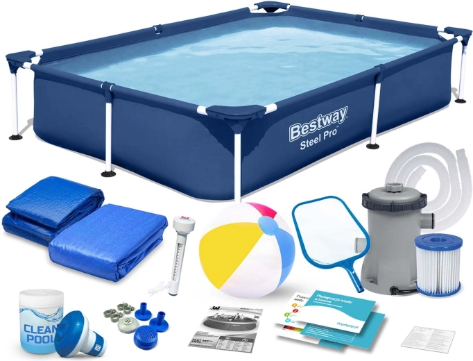Obdélníkový rámový bazén 221 × 150 × 43 cm 16v1 BESTWAY