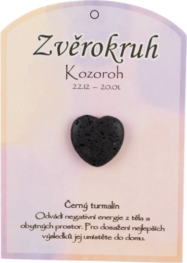 Černý turmalín (skoryl) – leštěné srdce, talisman pro znamení Kozoroha