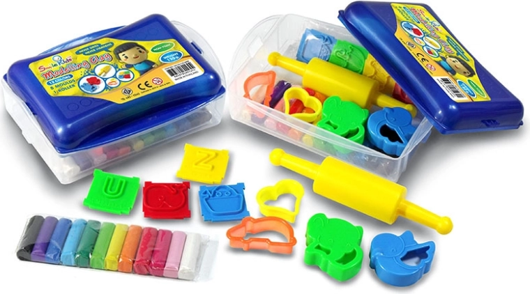 Kreativní modelína 12 barev s příslušenstvím v boxu